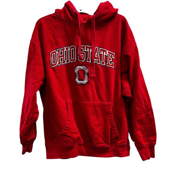 Ohio State Buckeyes Football SEC Embroidered Logo Red Hoodie Sweatshirt Sz L - Picture 1 of 4